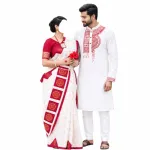 Special Puja Collection: Traditional Red-and-White Couple Set