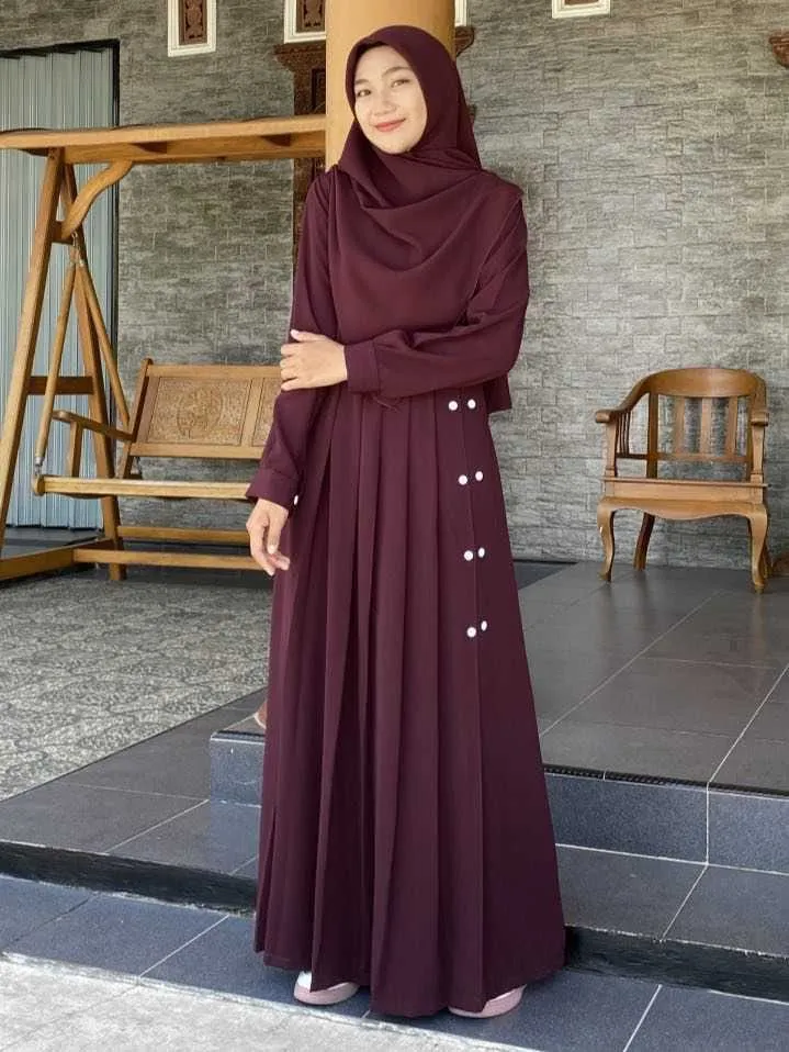 Aneya Kuchi Borka Set with Hijab, Cherry Fabric, 6 Colours