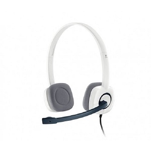Logitech H150 Stereo Headset with Dual 3.5mm Jacks Noise-Cancelling Mic – White Color