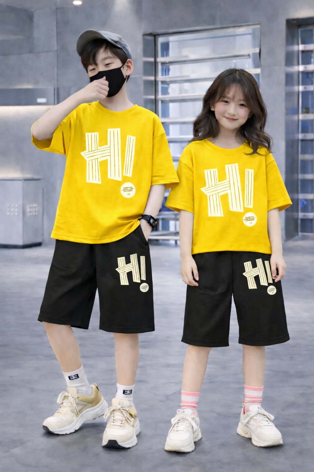 Kids' Drop Shoulder Tee and Drawstring Pant Set, DTF Print