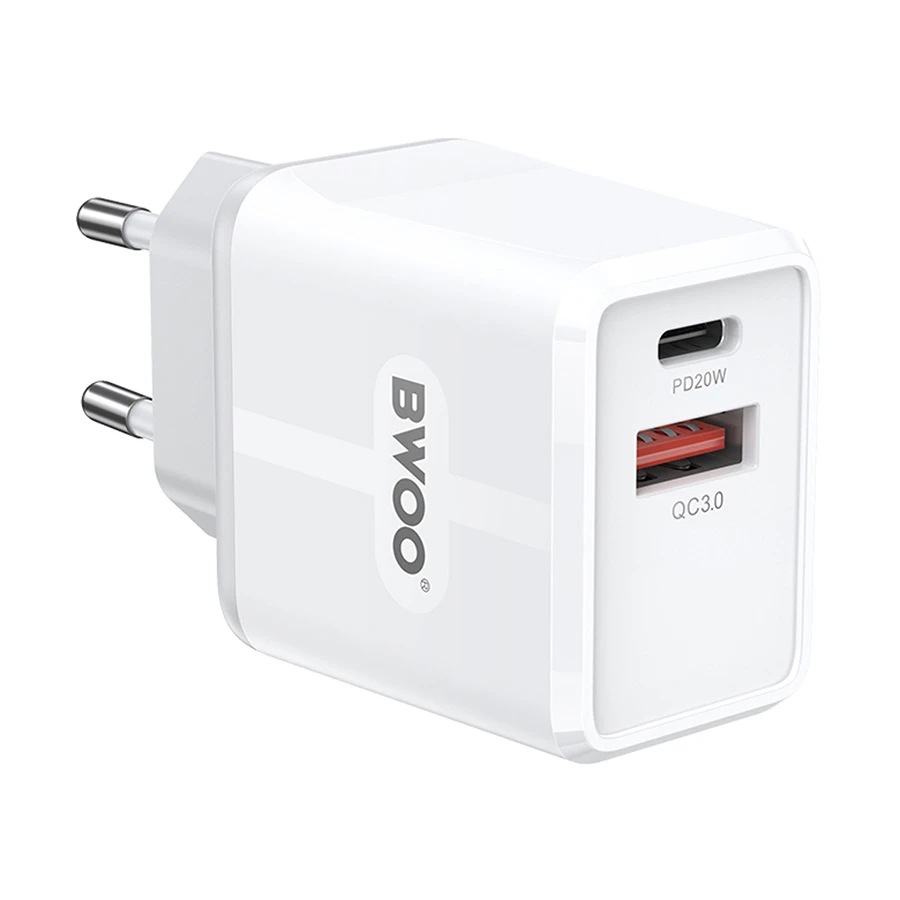 Bwoo BO-CDA170 20W PD QC3.0 USB & USB-C White Charger Adapter (EU)