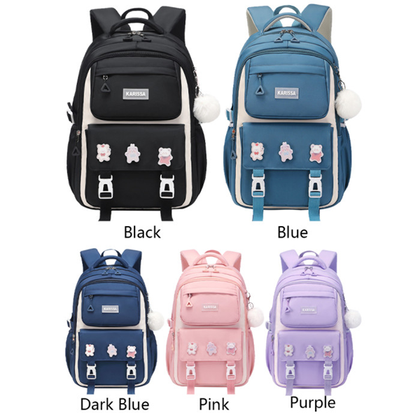 Kids Backpack Children School Bags Waterproof Primary Schoolbag Book Bag (black)