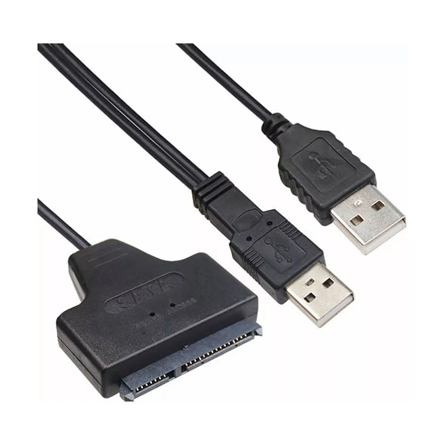Dtech DT-6025D Dual USB to SATA Converter with Power Adapter Black