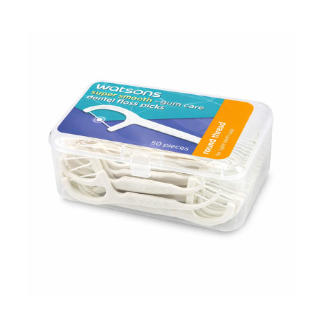 Watsons Super Smooth Round Thread Dental Floss Toothpick 50pcs (China)