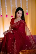 Half Silk Afsan Print Saree with Glitter Work and Blouse Piece