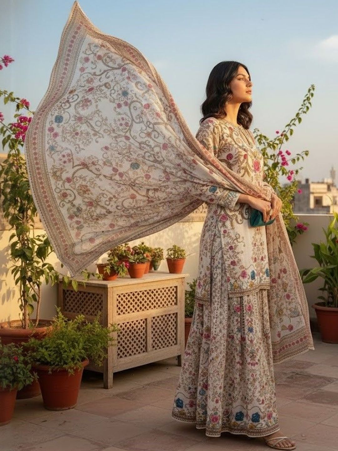 Silk Digital Print Three Piece, Sizes S to XXL, 2 Colours