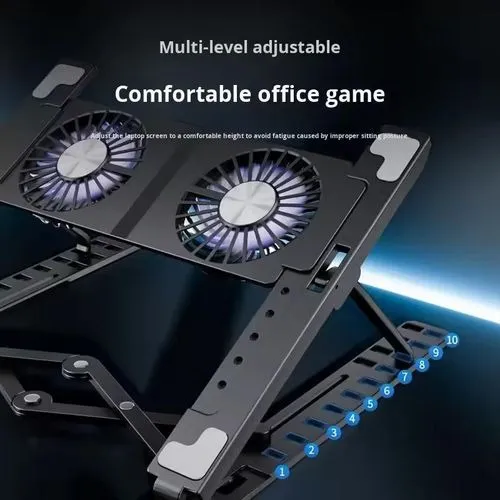 NO.X3 Foldable Laptop Stand with Twin Cooling Turbo Fans