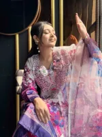 Dubai Silk Digital Print Three Piece with Silk Georgette Orna