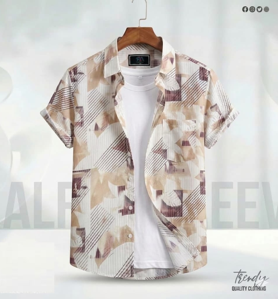 Men's Half Sleeve Digital Print Shirt, Fancy Cotton, S to XL