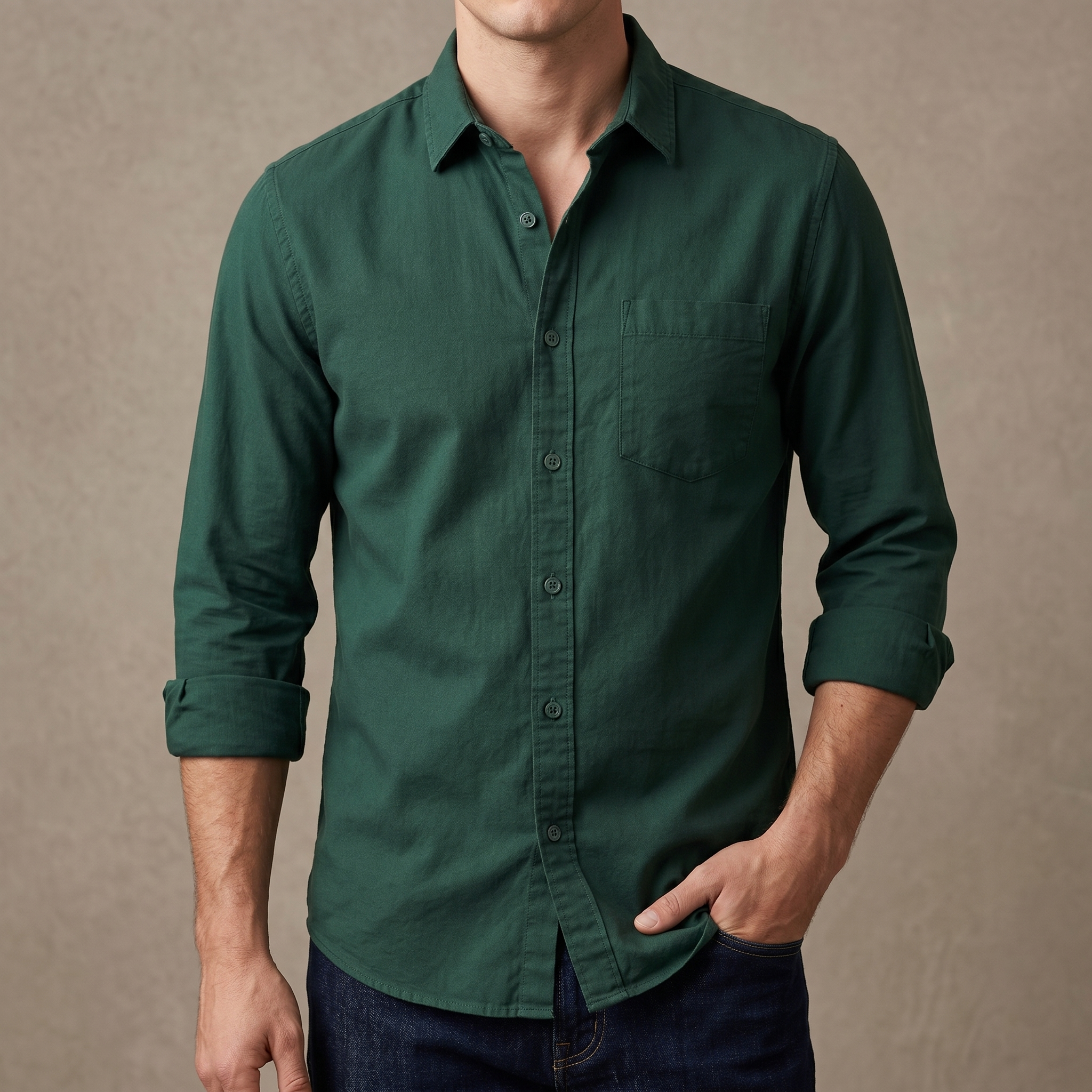 Fashionable casual shirt for men (green)