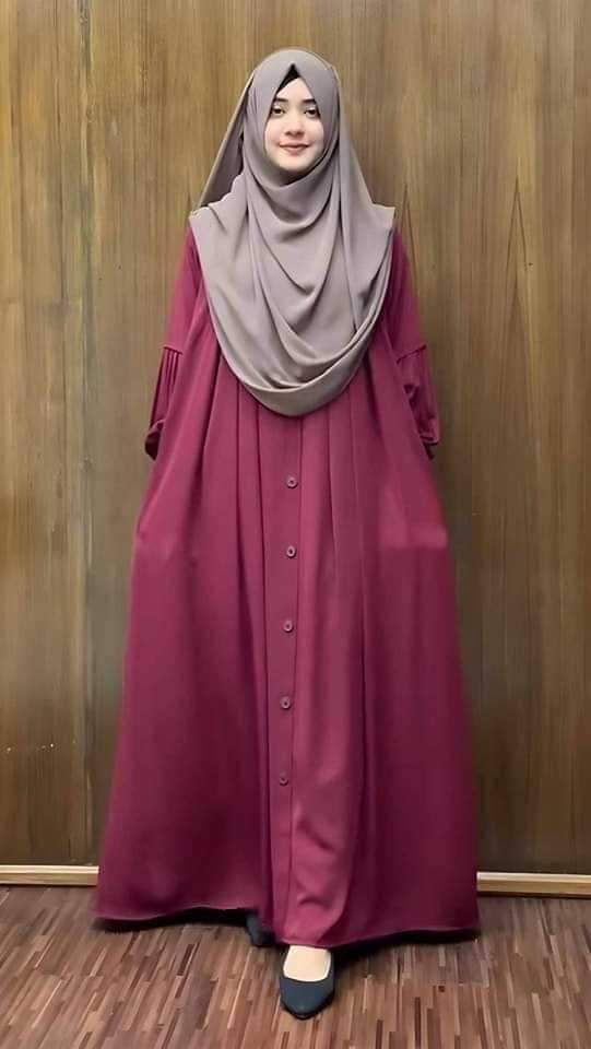 Side Pocket Borka in Cherry Fabric, Borka Only, No Hijab