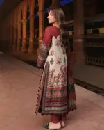 Digital Print Micro Stitch Three Piece with Lace, Sizes 36 to 46