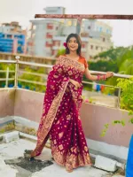 Zari Jamdani Saree with Matching Blouse Piece, 4 Colours