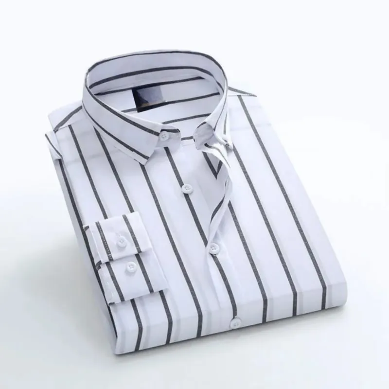 Men's Long Sleeve Stripe Print Shirt, Pure Cotton, M to XXL