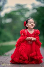 Girls' AC Net Party Dress with Bead Work, Ages 3 to 12