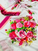 Topetor Silk Digital Print Saree with Matching Blouse Piece