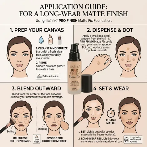 Technic Pro Finish Matte Fix Foundation 30ml - Beige (China)