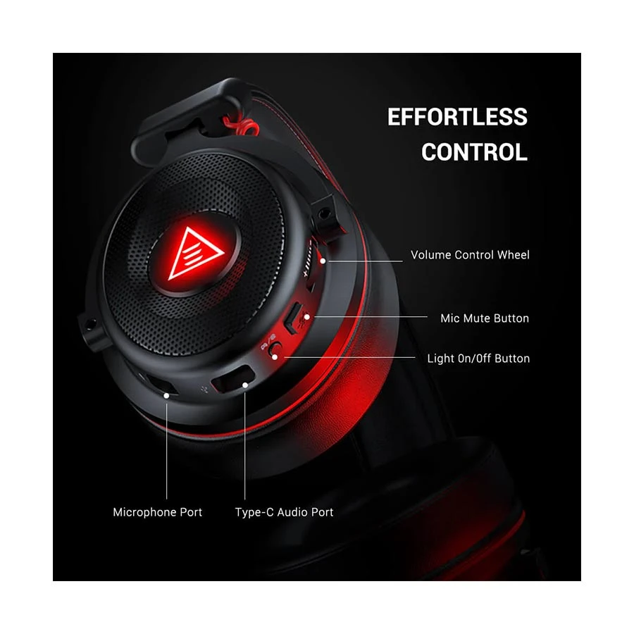EKSA E900 Pro Black-Red Wired Over-Ear Gaming Headphone