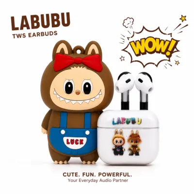 Labubu Doll Wireless Earbuds Set – Cute Pop Mart The Monsters Character Case with Crystal Clear Sound, Deep Bass & Bluetooth TWS Earphones