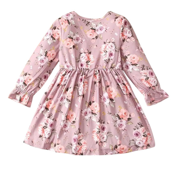 Stylish Flower Gown Elegant Floral Fit Dress for Girls with Belt