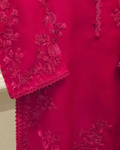 Women's Embroidered Fine Cotton Dress Set with Pant, Sizes 36 to 46