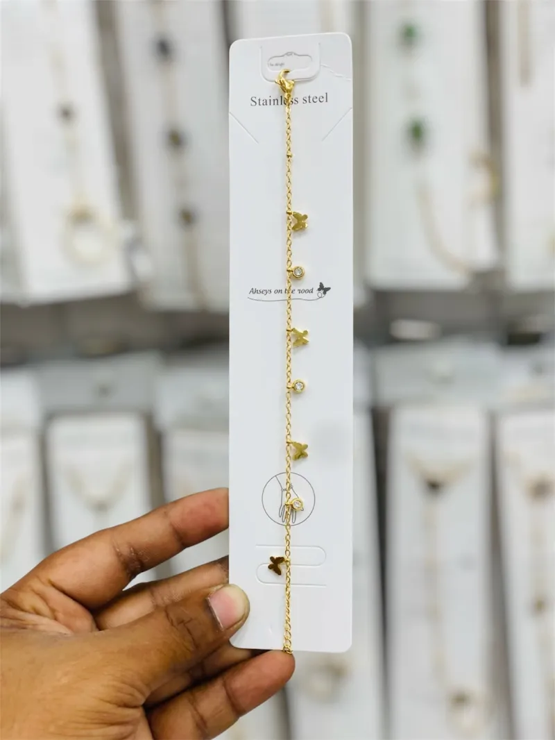 Anti-Tarnish Golden Butterfly & Crystal Bracelet
