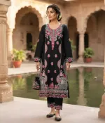 Readymade Three Piece with Lace Sleeves and Cutwork Orna, 3 Colours