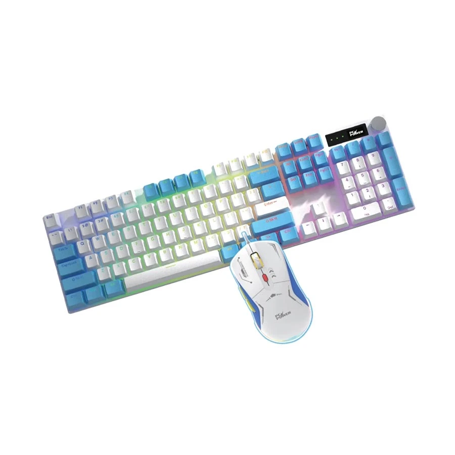PC Power Fury Combo Red Switch RGB Mechanical Keyboard & Mouse White