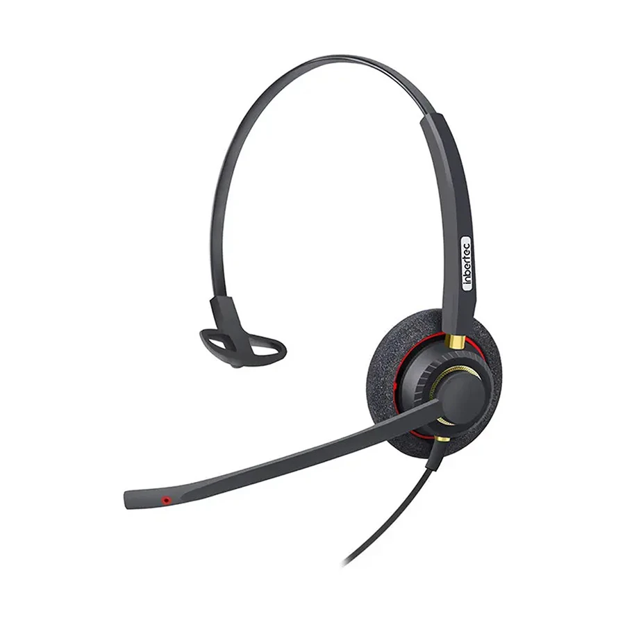 Inbertec UB805M Mono Wired USB Noise Cancelling Headphone Black