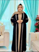 Embroidery Work Abaya Set, Lengths 50 to 58, 4 Colours
