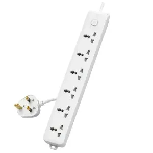 Deli CT705ES 3 Pin 6 Port 3 Meter Power Strip With Surge Protection