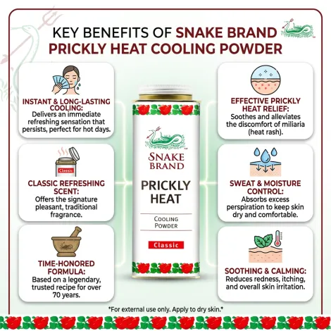 Snake Brand Prickly Heat Classic Original Cooling Powder 280g (Thailand)
