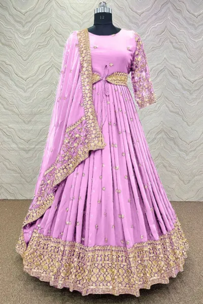 Women's Semi-Stitched Georgette Anarkali Party Dress, 2 Colours