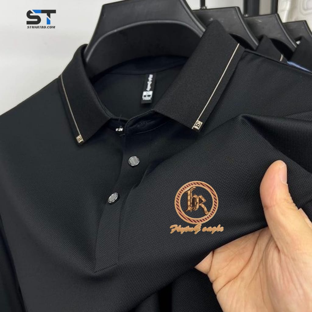 Men's Pique Polo Shirt with Sticker Logo, Sizes M to XXL