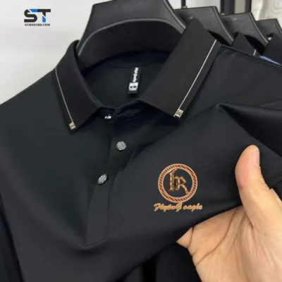 Men's Pique Polo Shirt with Sticker Logo, Sizes M to XXL