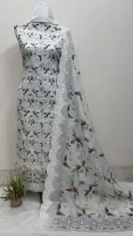 Unstitched Laser Cut Three Piece with Double Layer Hem