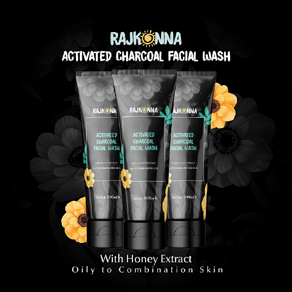 Rajkonna Activated Charcoal Facial Wash With Honey Extract (100ml)