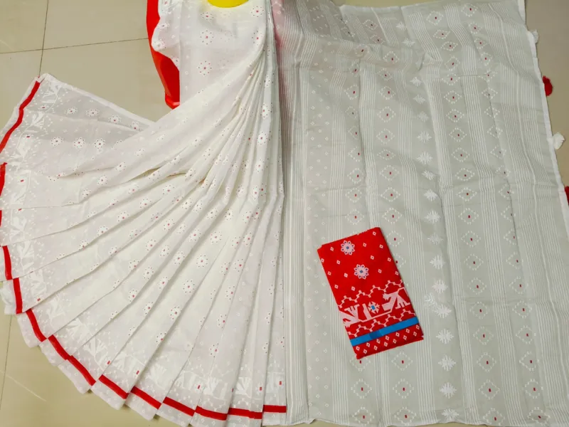 Resham Silk Saree with Screen Print and Blouse Piece