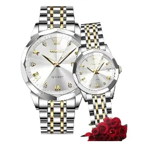 Olevs  Stainless Steel fashionable  Couple watches Silver