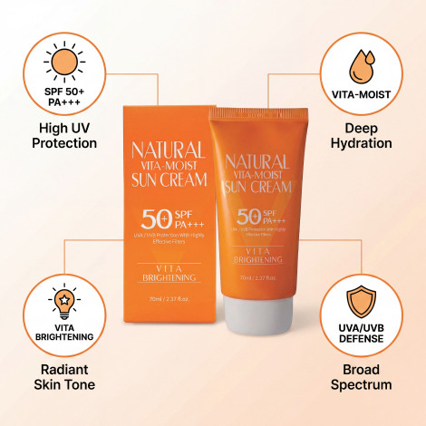 3W Clinic Natural Vita-Moist Sun Cream SPF50+ 70ml (Korea)