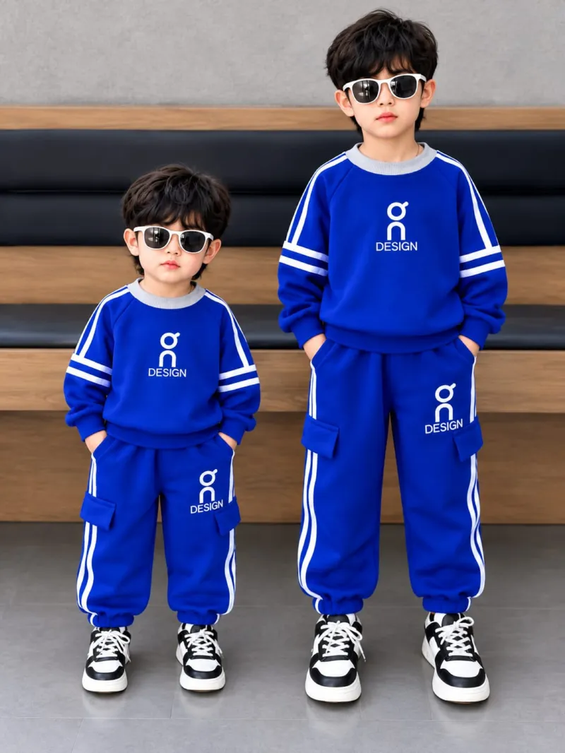 Kids' Brushed Cotton Sweatshirt and Pant Set, 300 GSM, 1 to 8 Years