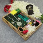Premium Half Silk Jamdani Saree Combo Set - Green
