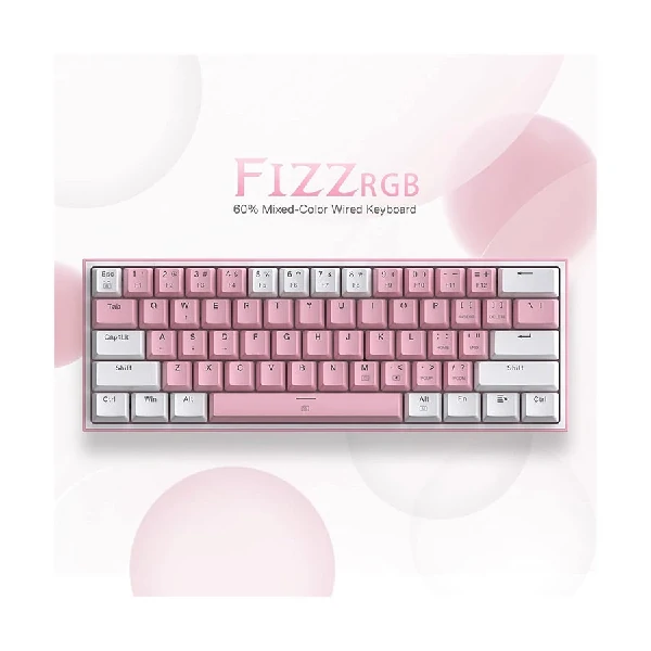 Redragon K617 FIZZ RGB (Red Switch) Pink-White gaming Keyboard