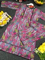 Women's Printed Cotton Two Piece with Lace Trim Salwar, M and XL