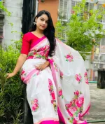 Topetor Silk Digital Print Saree with Matching Blouse Piece