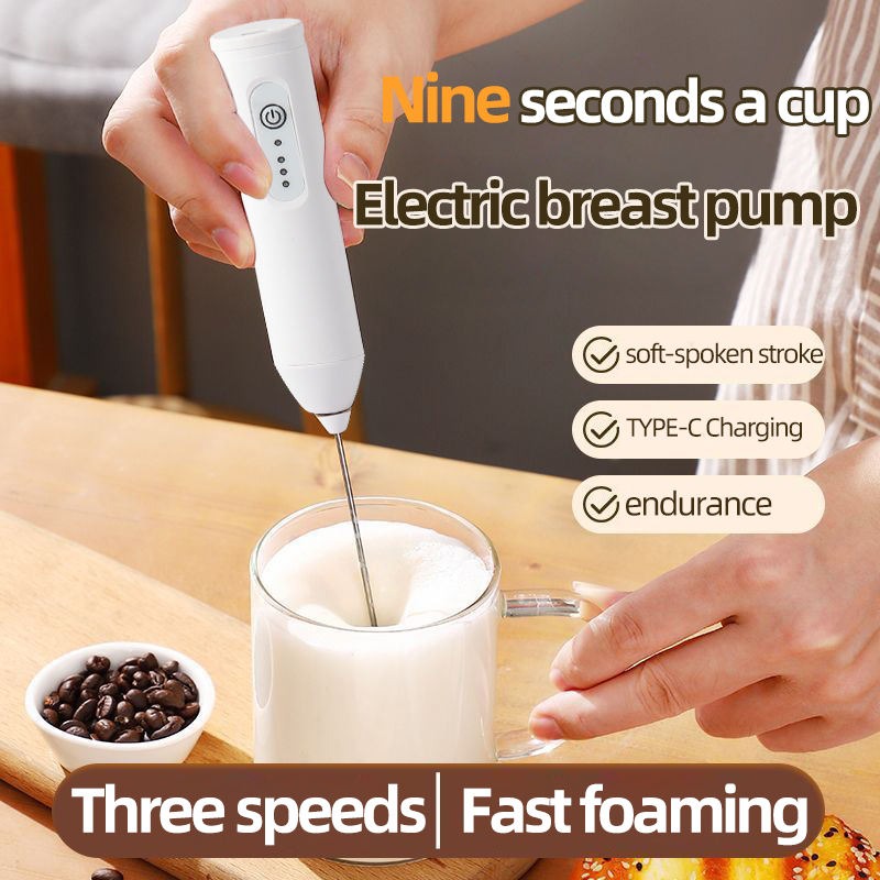 Rechargeable Stainless Steel Coffee & Milk Frother – 3-Speed Adjustable Handheld Electric Whisk with Type-C Charging for Coffee, Milkshake, Eggs & Lassi