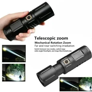 Rechargeable zoom zamboo led flashlight usb torch light with Power Bank