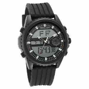 Fastrack NS38064PP01 Streetwear Quartz Analog Digital Black Dial PU Strap Watch