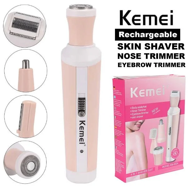 Kemei KM-3024 4 in 1 Rechargeable Trimmer For Women