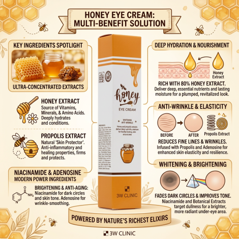 3W Clinic Honey Whitening Anti-Wrinkle Eye Cream 40ml (Korea)